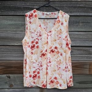 Rose & Olive Floral Print Sleeveless Blouse Top 2X